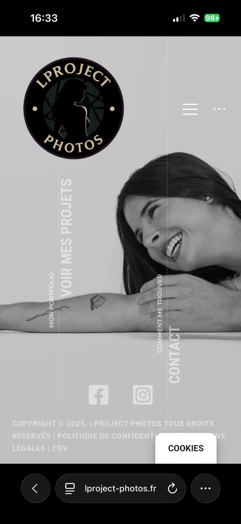 Version mobile du site Lproject Photos