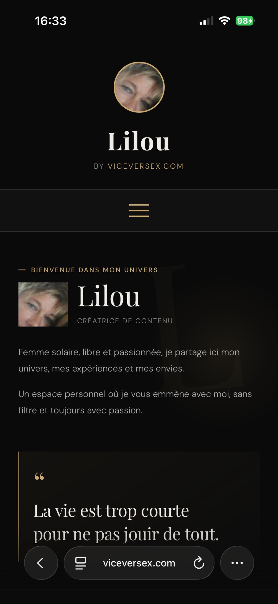 Version mobile du site Viceversex
