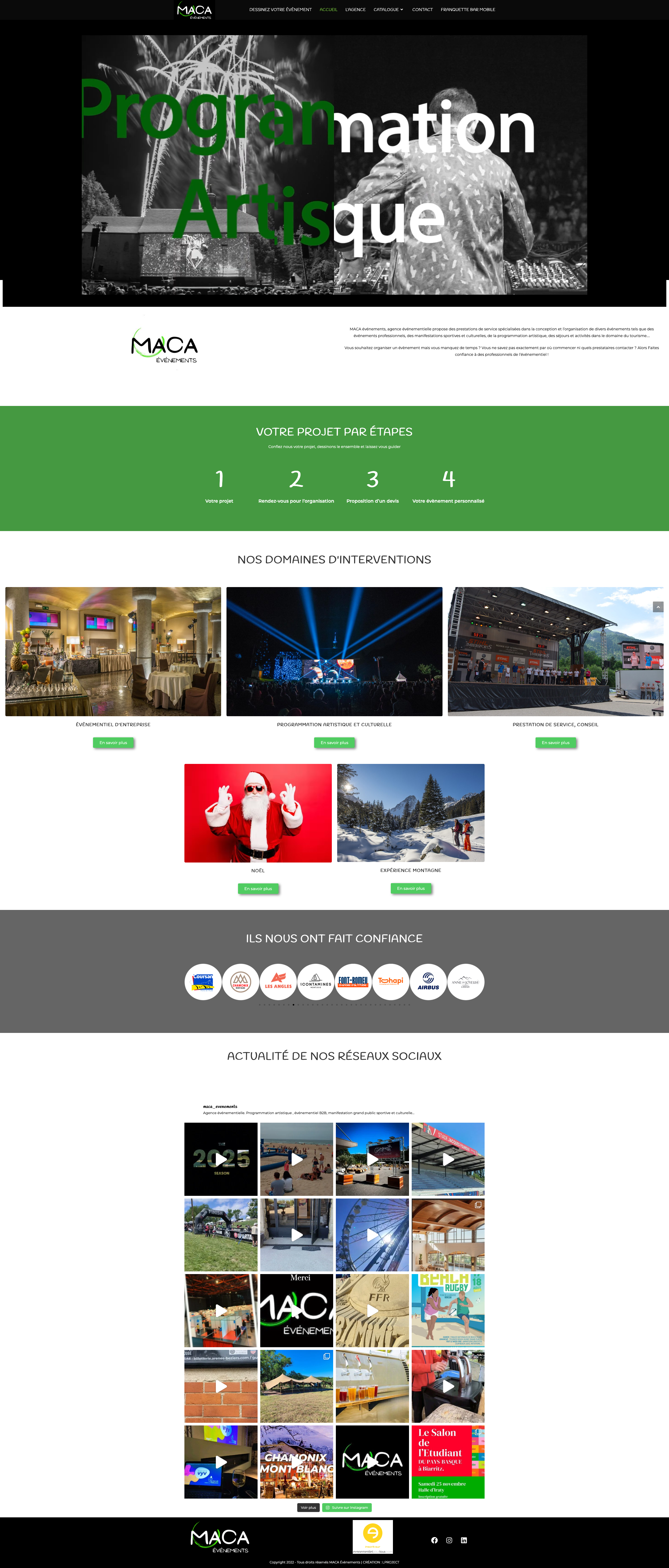 Version ordinateur du site Maca évènements