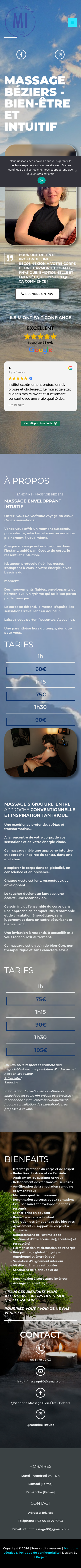 Version mobile du site Massage l&rsquo;inuitif